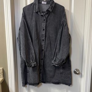 Pink Lily Charcoal Long Sleeve Denim dress